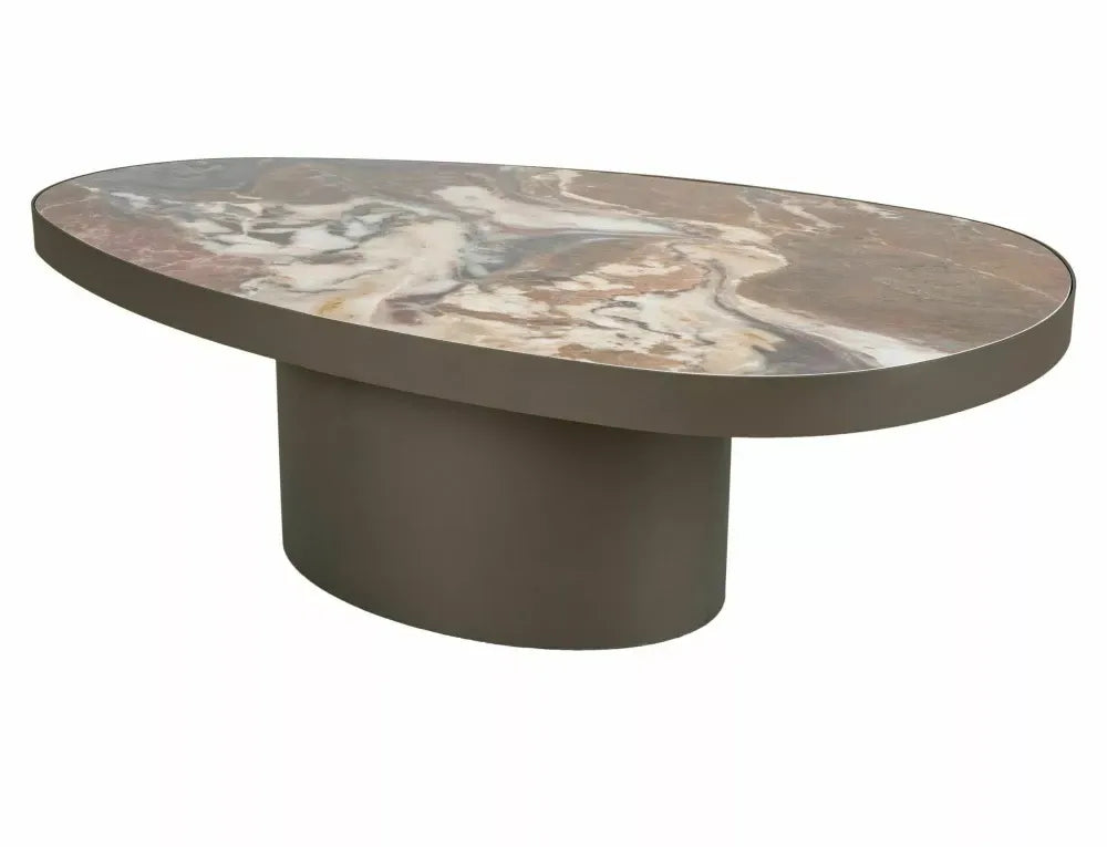 Masuta de cafea din Metal Cupru si Ceramica Multicolor L118xH38cm Gusto A