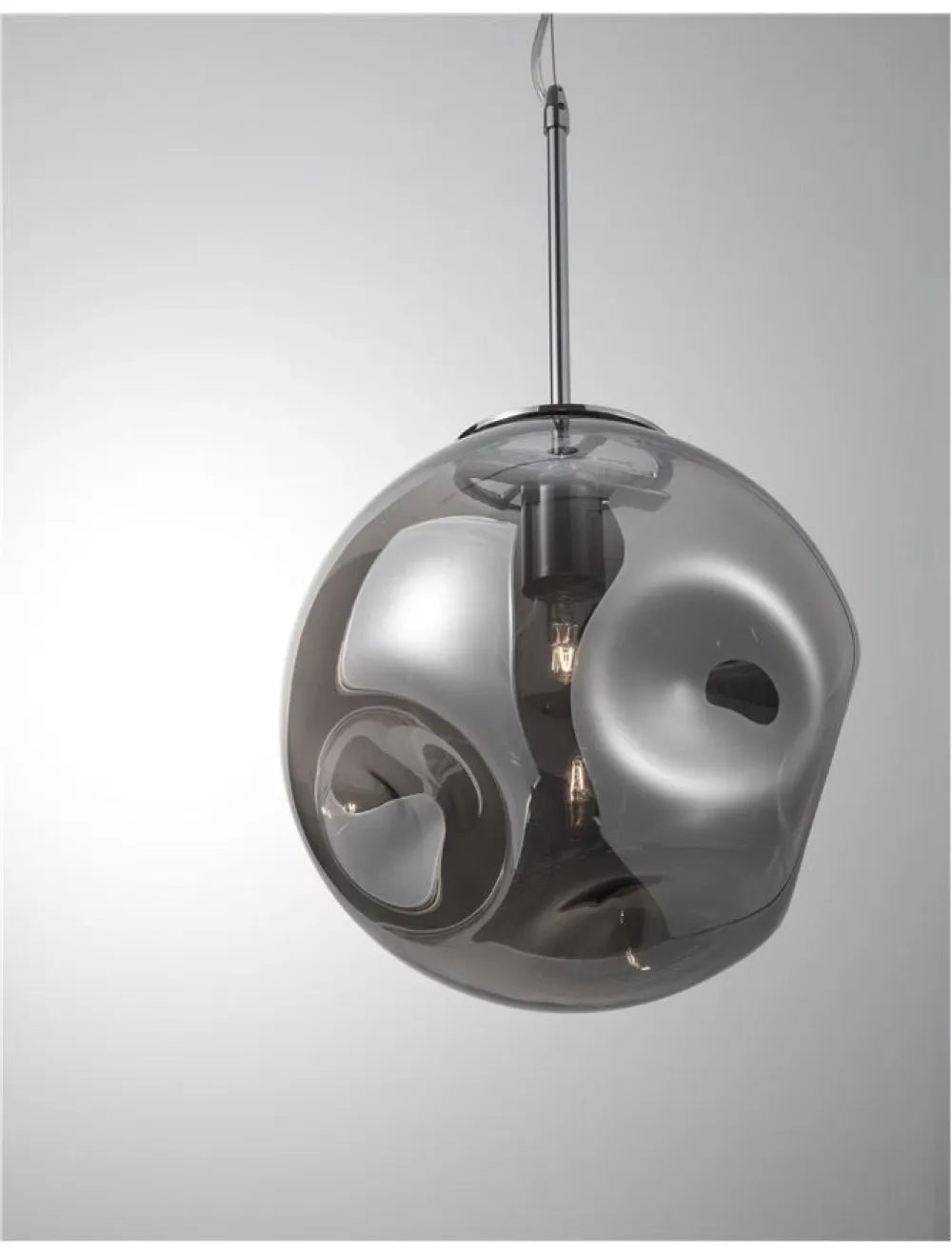 Pendul structura din Metal Argintiu si abajur din Sticla Fumuriu H120xL30cm IP20 MAYAN
