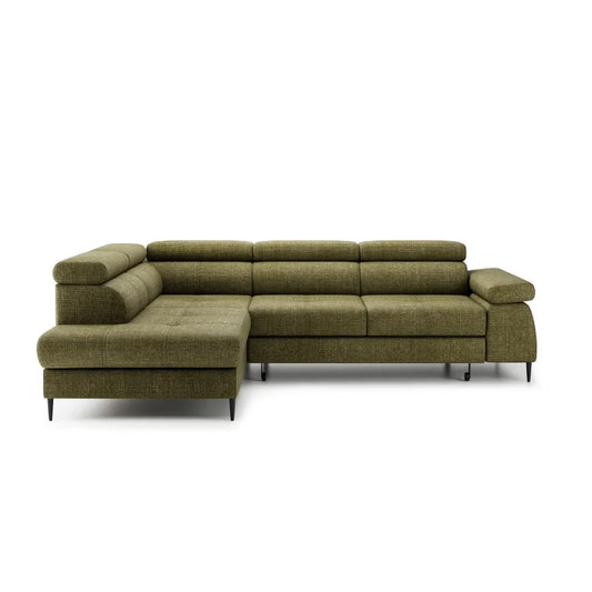 Coltar extensibil tapitat cu Chenille Verde cu lada depozitare Cordoba II