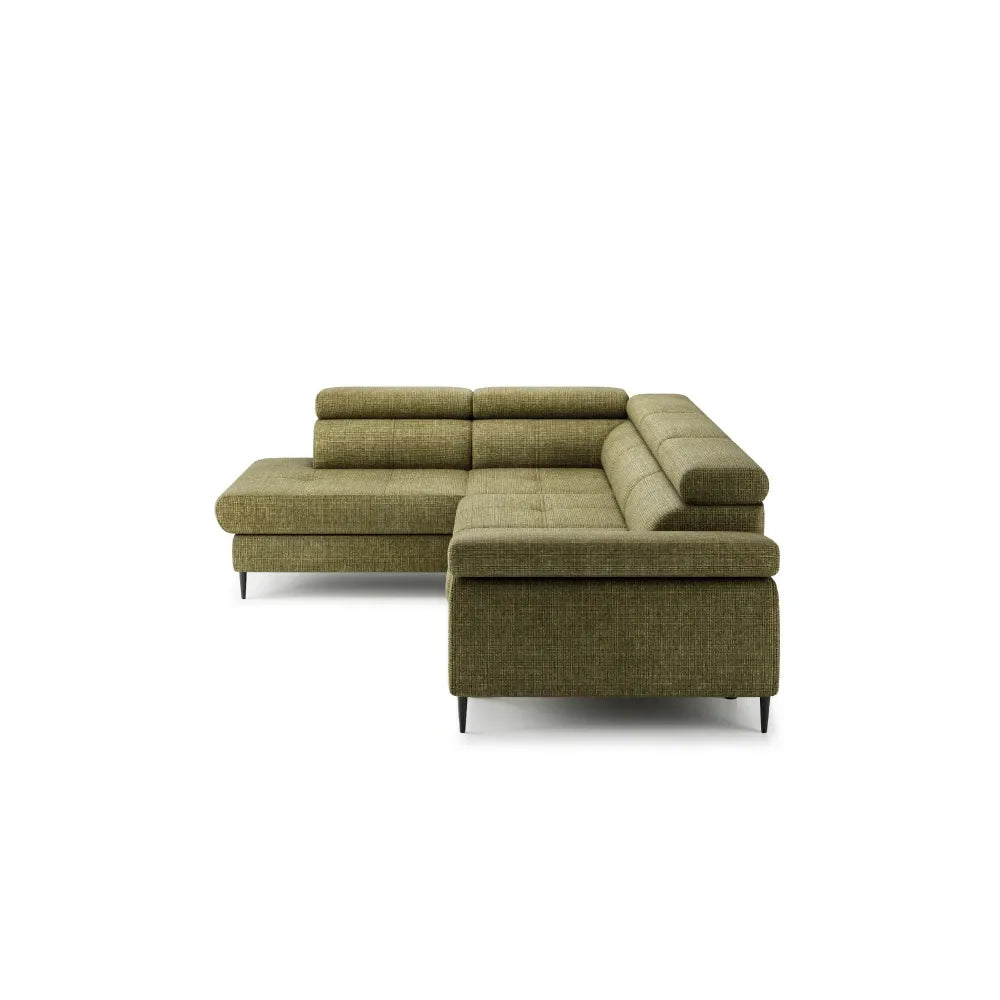 Coltar extensibil tapitat cu Chenille Verde cu lada depozitare Cordoba II