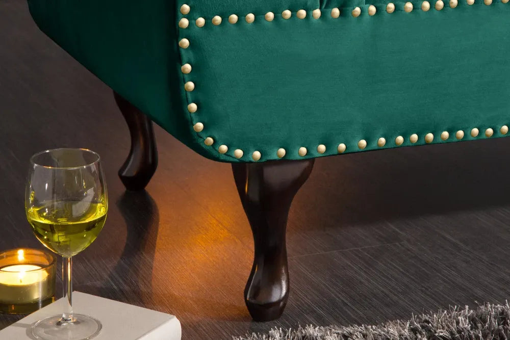 Sezlong tapitat cu Catifea Verde L170cm Chesterfield