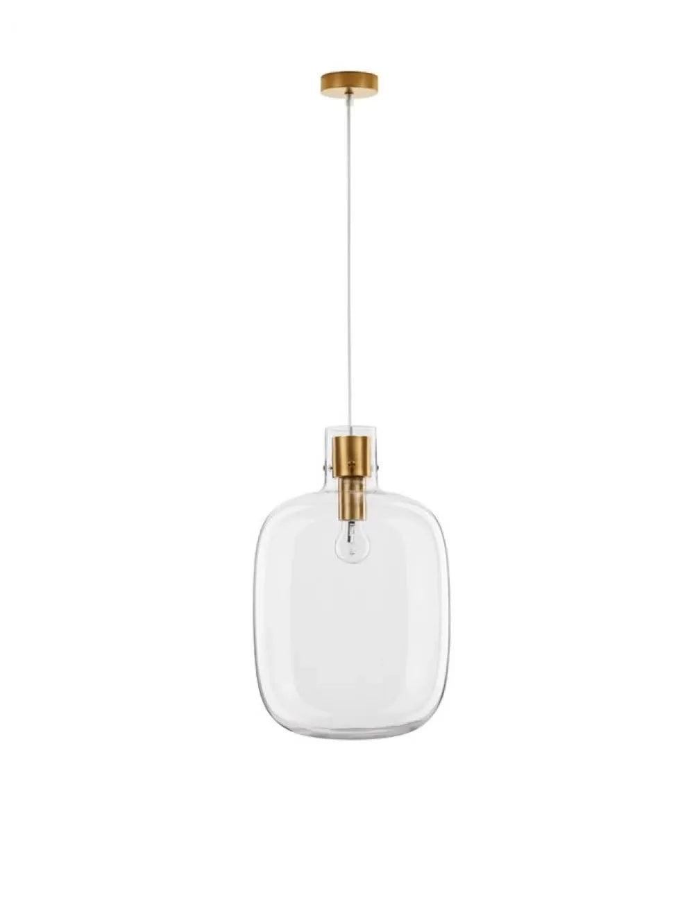 Pendul structura din Metal Alama si abajur din Sticla Transparent H198xL30cm IP20 CINZIA