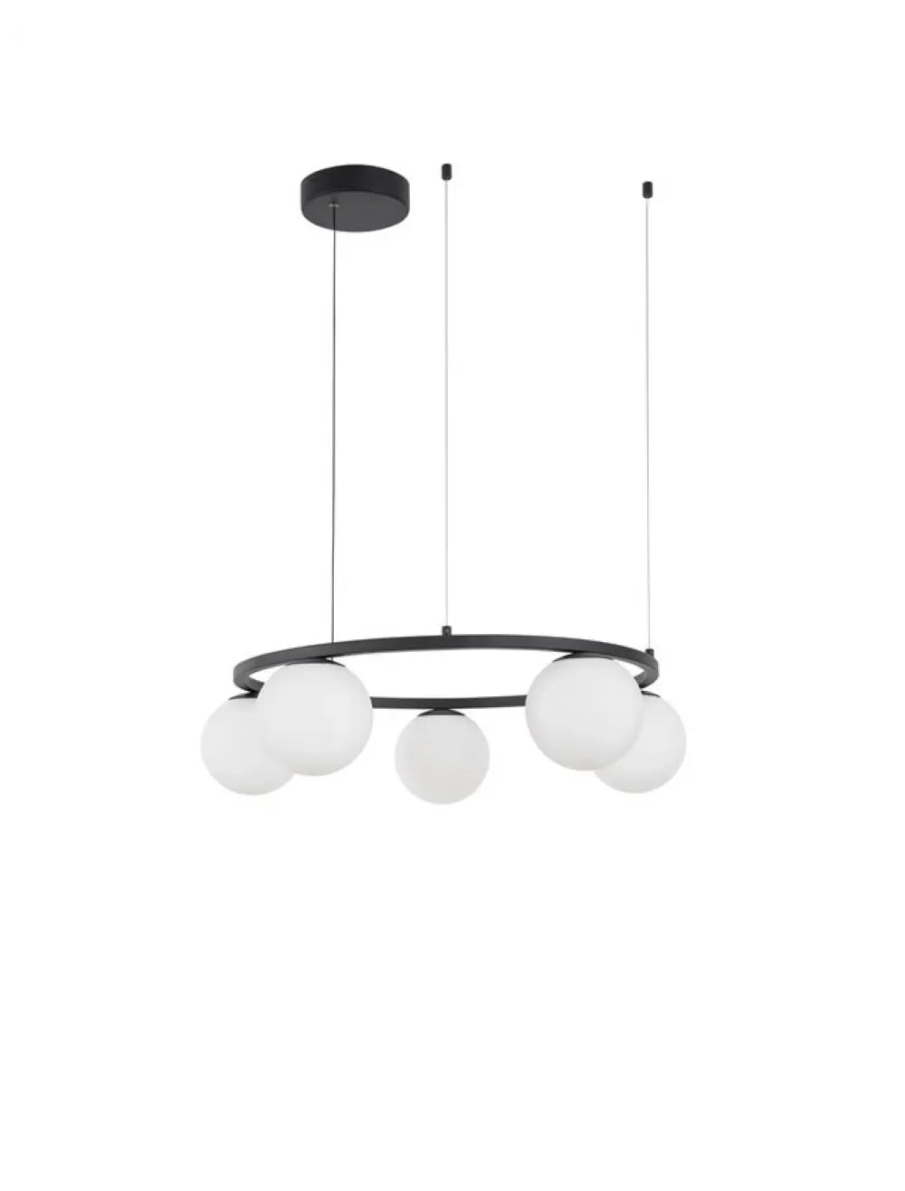 Lustra structura din Metal Negru si abajur din Sticla Alb H155xL50cm IP20 35W 2803lm 3200k JOLINE