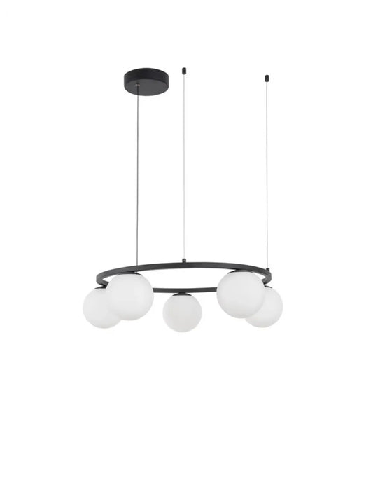 Lustra structura din Metal Negru si abajur din Sticla Alb H155xL50cm IP20 35W 2803lm 3200k JOLINE