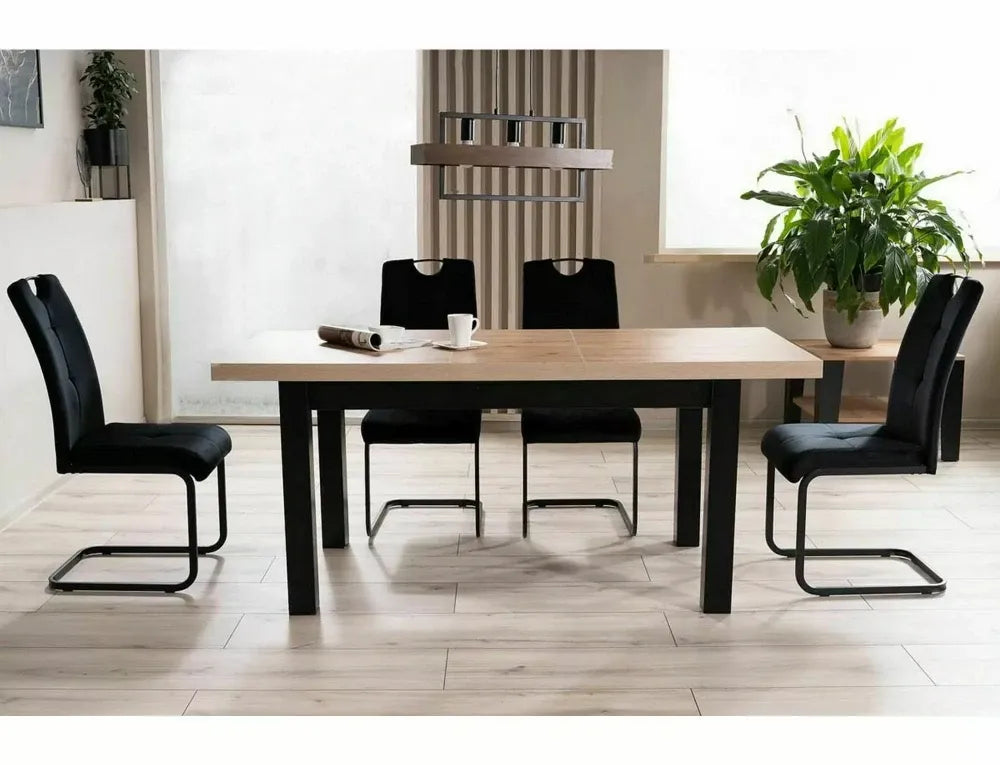 Masa extensibila din PAL Maro/Negru L140-218xH78cm Presto