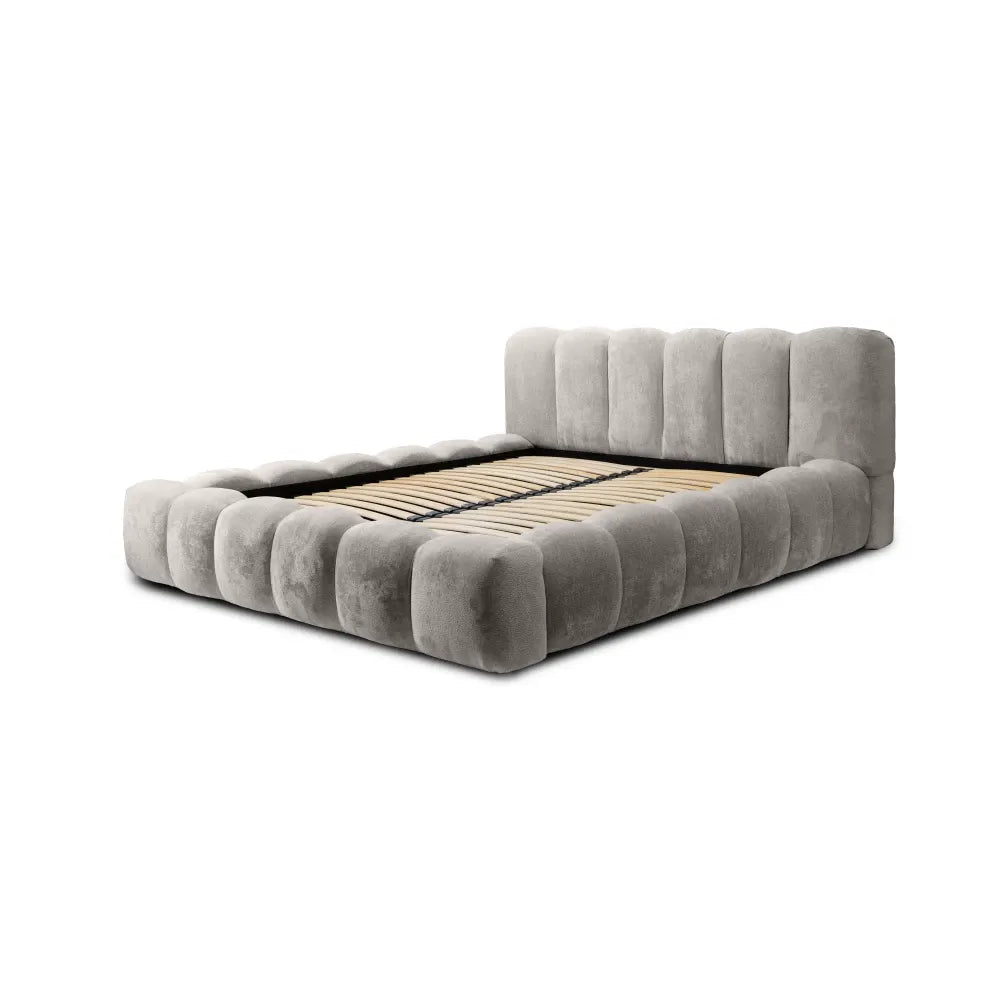 Pat 180x200cm tapitat cu Chenille Gri deschis Dallas