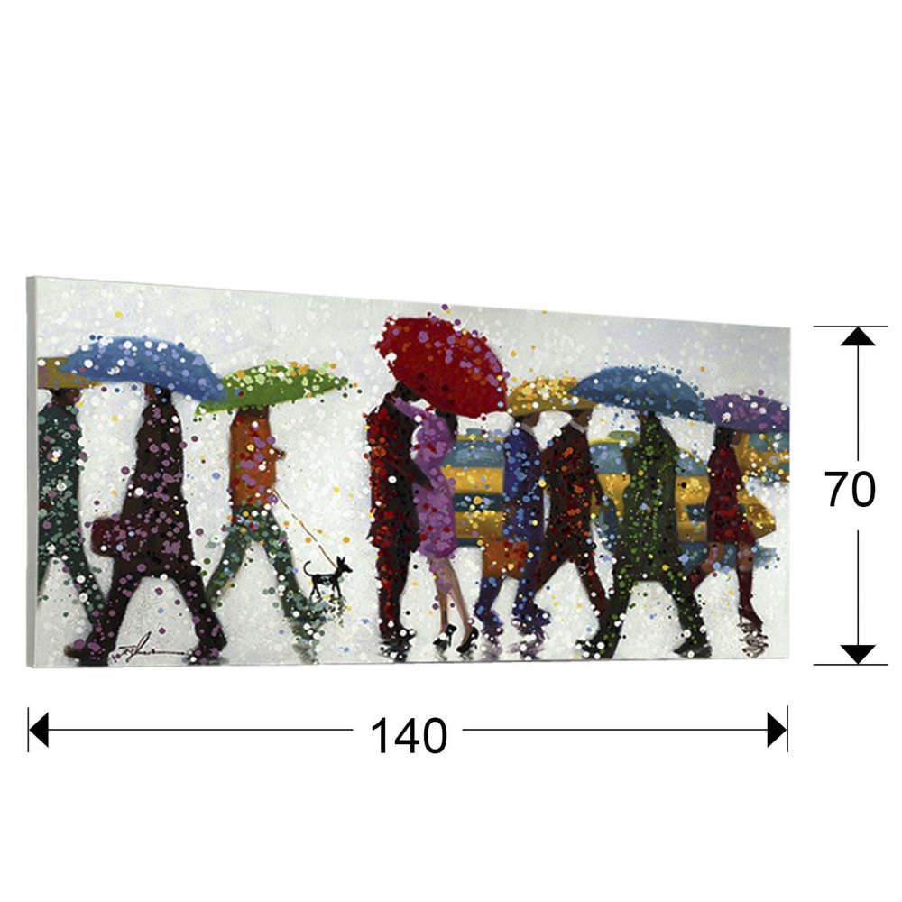 Tablou Dreptunghiular pe Panza Multicolor Umbrellas H70xL140cm