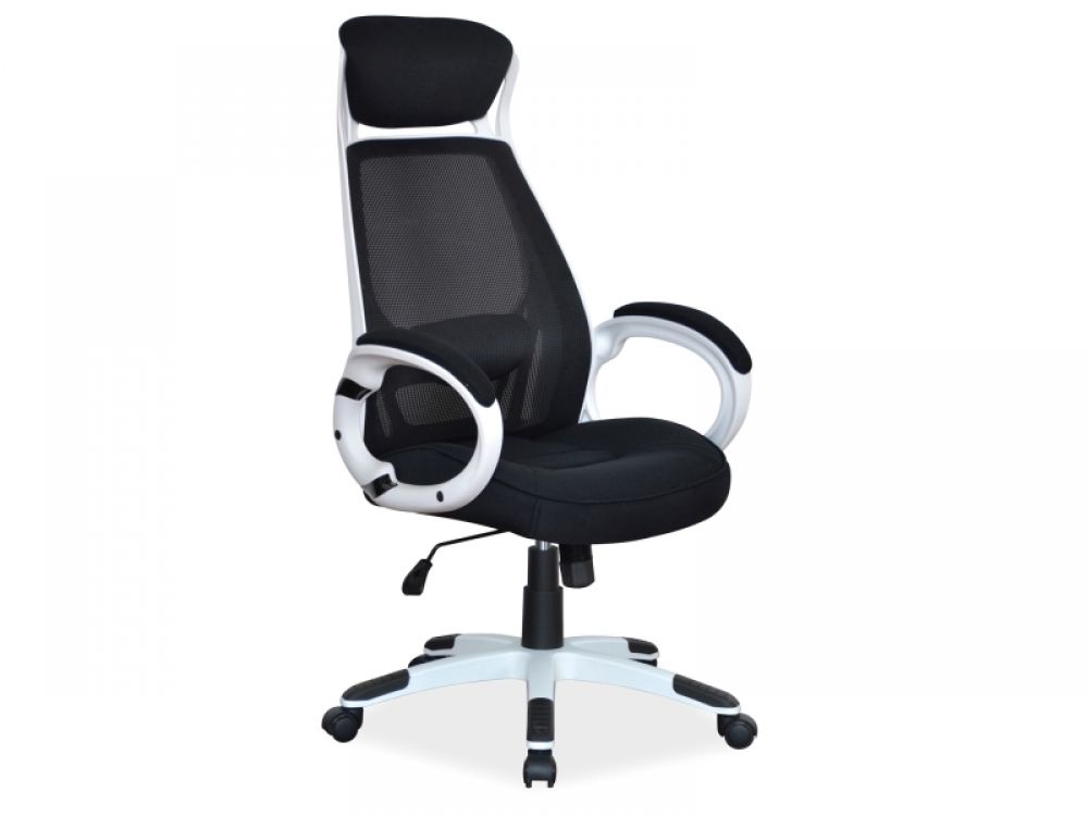 Scaun de birou reglabil din Poliester si Metal  Negru/Alb H102-110xL67xA52cm Q409