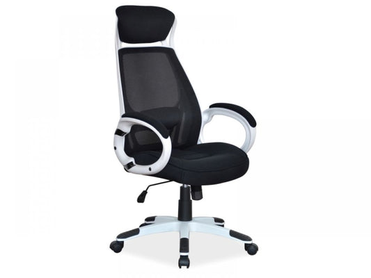 Scaun de birou reglabil din Poliester si Metal  Negru/Alb H102-110xL67xA52cm Q409