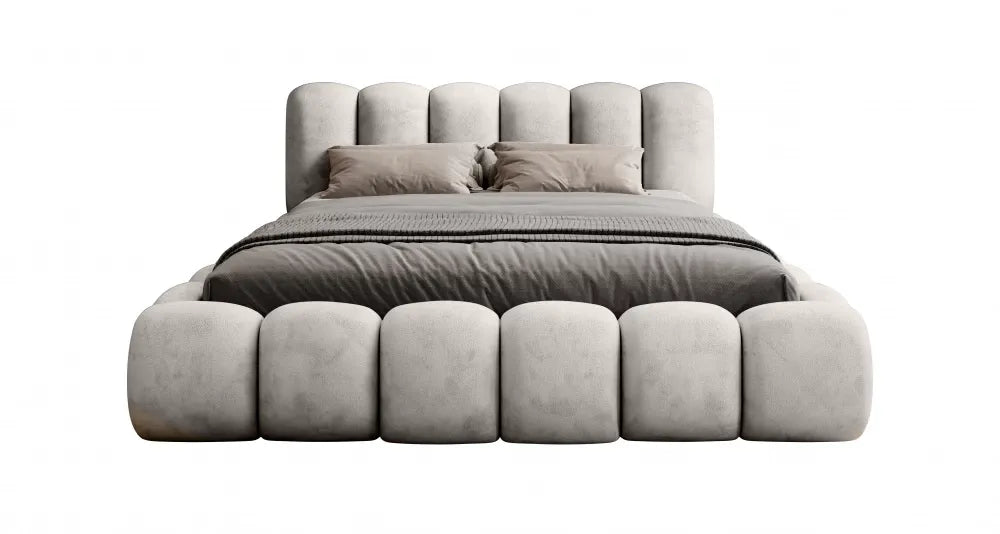 Pat 160x200cm tapitat cu Chenille Gri deschis Dallas