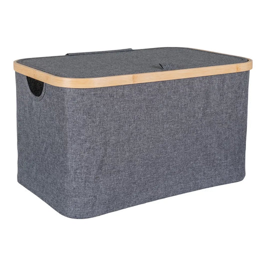 Cos depozitare din Lemn de bambus/Textil Maro/Gri H25xL45cm Noto