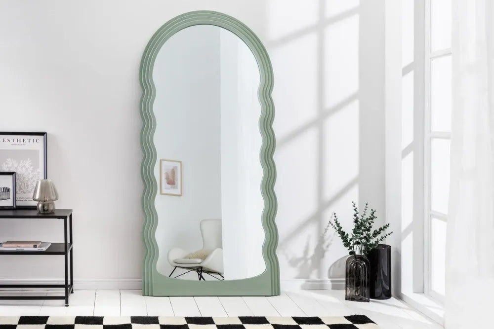 Oglinda cu rama din Poliuretan/MDF Verde H160xL80cm Wave
