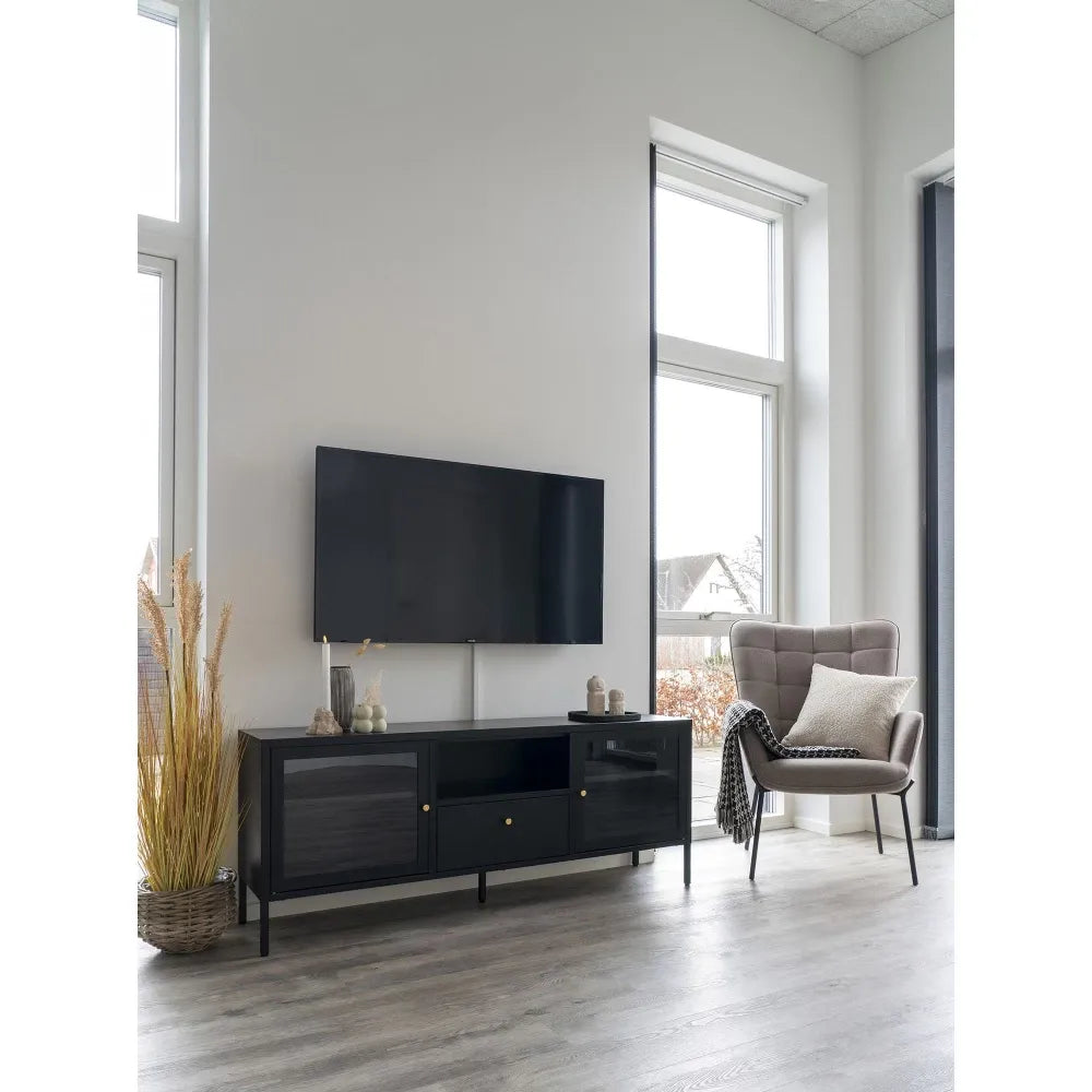 Comoda TV din Metal Negru L150xH60cm Dalby