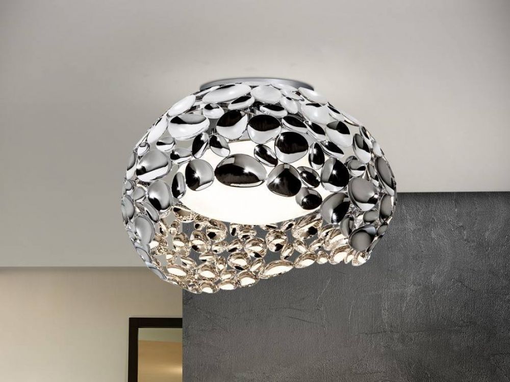 Plafoniera Rotunda din Metal Argintiu Narisa D47xH30cm