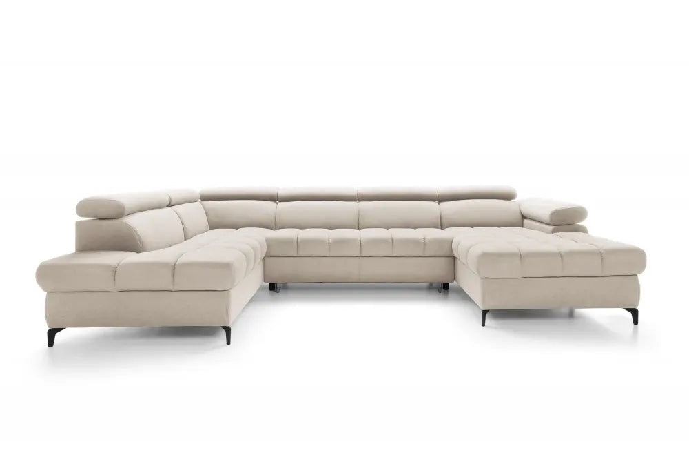Coltar extensibil cu spatiu depozitare din Catifea Castel Bej Lugano III
