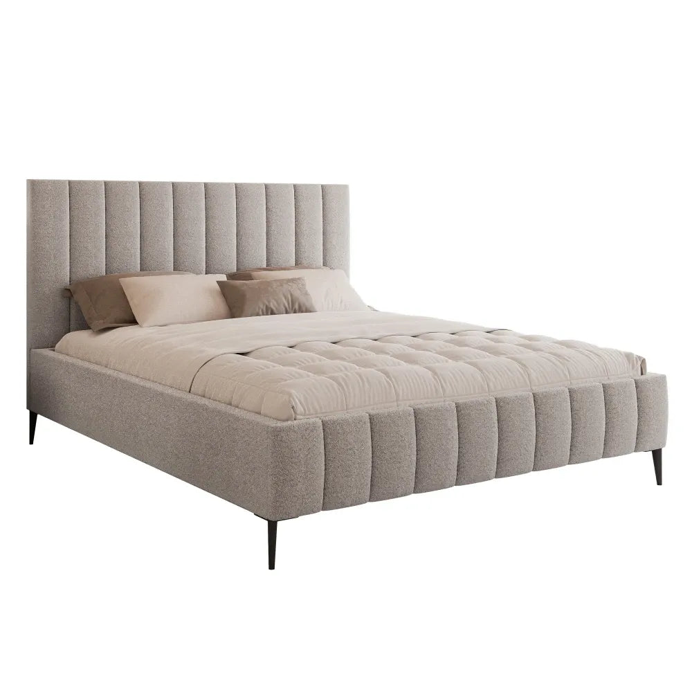 Pat 140 x 200 tapitat cu Stofa boucle Abriamo Gri deschis Adel