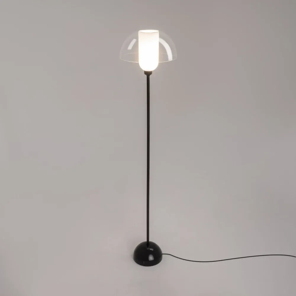 Lampa podea din Metal Negru si Sticla Transparent H139xD30cm Memory