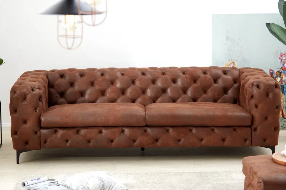Canapea 3 locuri tapitat cu Microfibra Maro L235cm Modern Barock