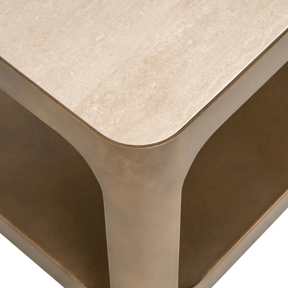 Comoda TV din Metal Alama si Ceramica/Sticla Bej/Negru L160xH40cm Claridge Richmond interiors