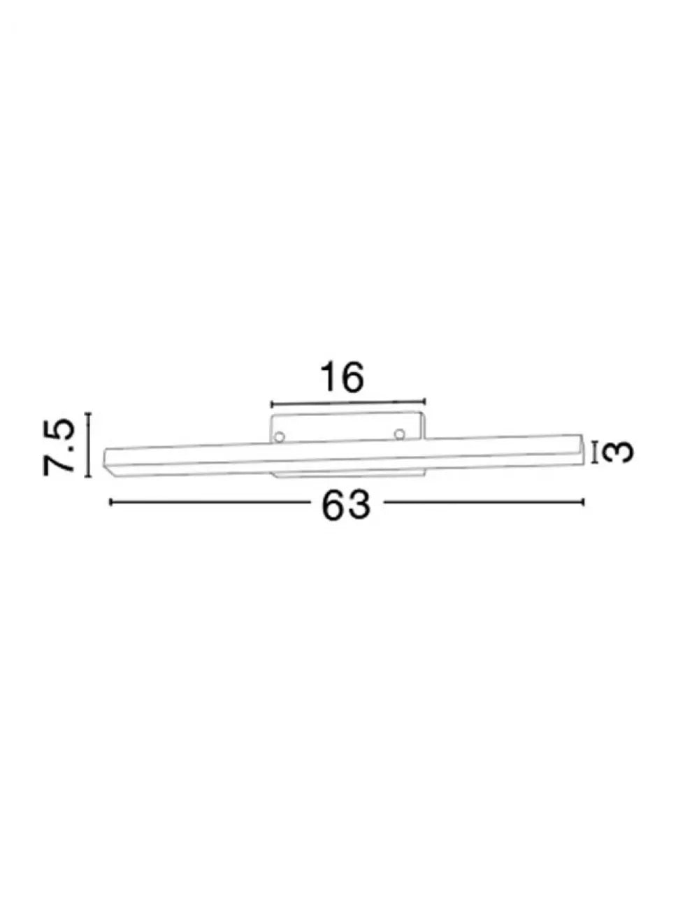 Aplica de perete structura din Aluminiu Argintiu si abajur din Acrilic Alb H7.5xL63cm IP44 18W 1513lm 3000k MODENA