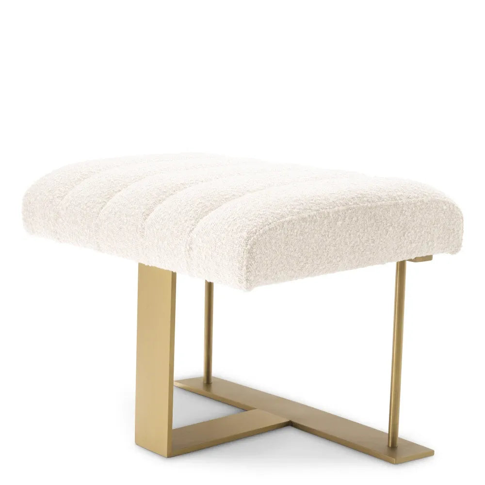 Taburet tapitat cu Stofa boucle Crem L62xA46xH45cm McGuire Eichholtz
