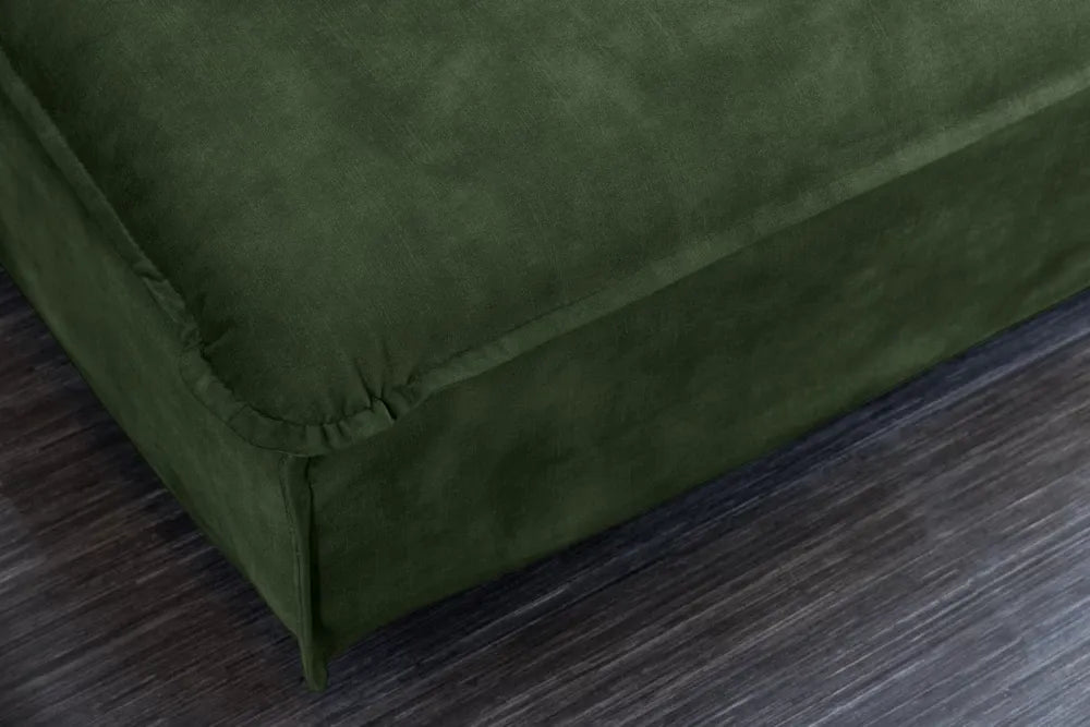 Puf cu husa detasabila din Lemn Negru si Catifea Verde H42xL100cm Heaven