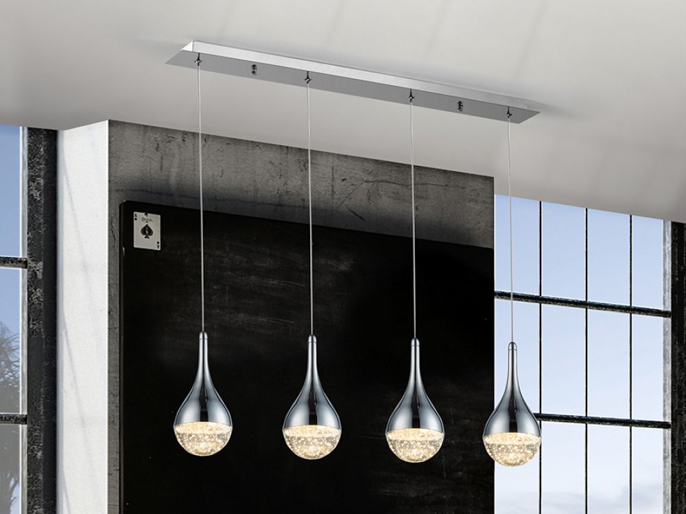 Lustra dreptunghiulara cu inaltime reglabila din Sticla Transparent cu LED  L70x10xH110cm Elie