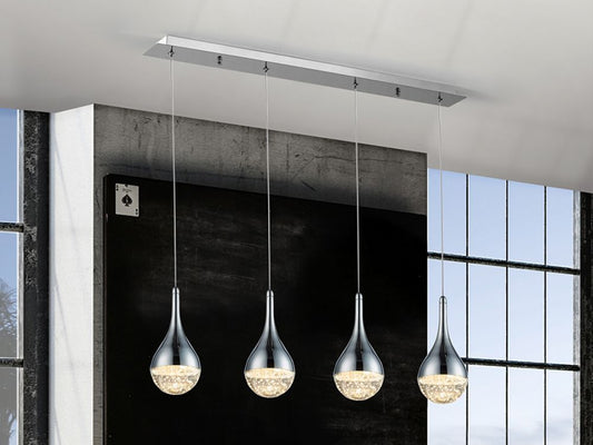 Lustra dreptunghiulara cu inaltime reglabila din Sticla Transparent cu LED  L70x10xH110cm Elie