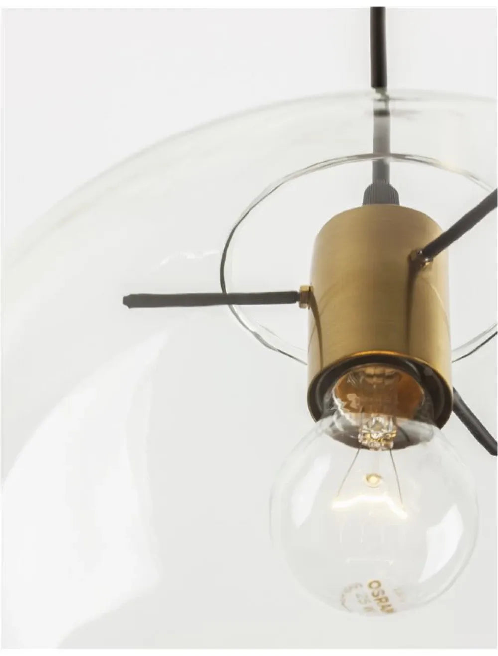Pendul structura din Metal Negru/Auriu si abajur din Sticla Transparent H181xL25cm IP20 MIRALE