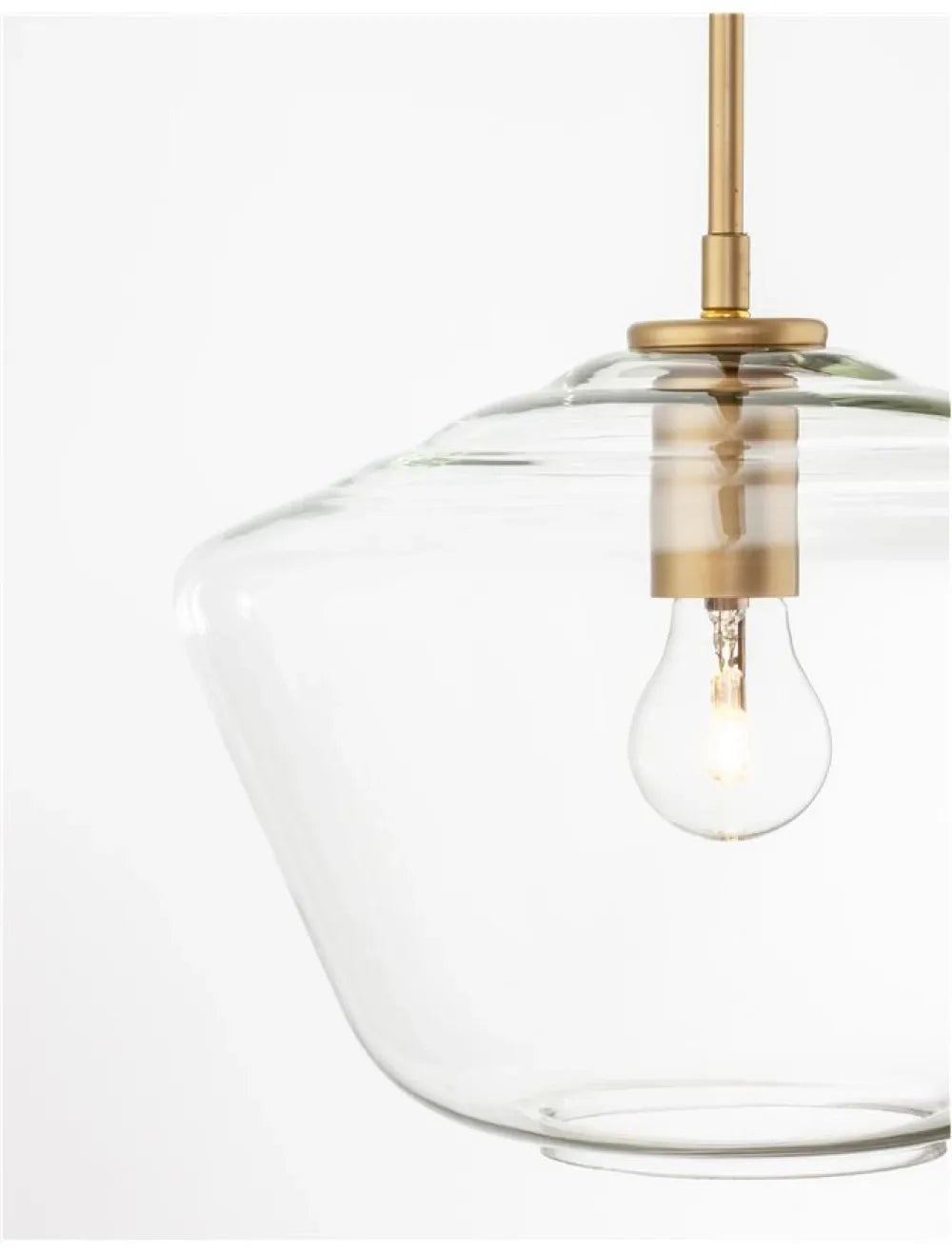 Pendul structura din Metal Auriu si abajur din Sticla Transparent H124xL30cm IP20 PRISMA