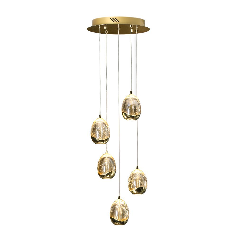 Lustra rotunda cu inaltime reglabila din Sticla Transparent cu LED D30xH150cm Rocio