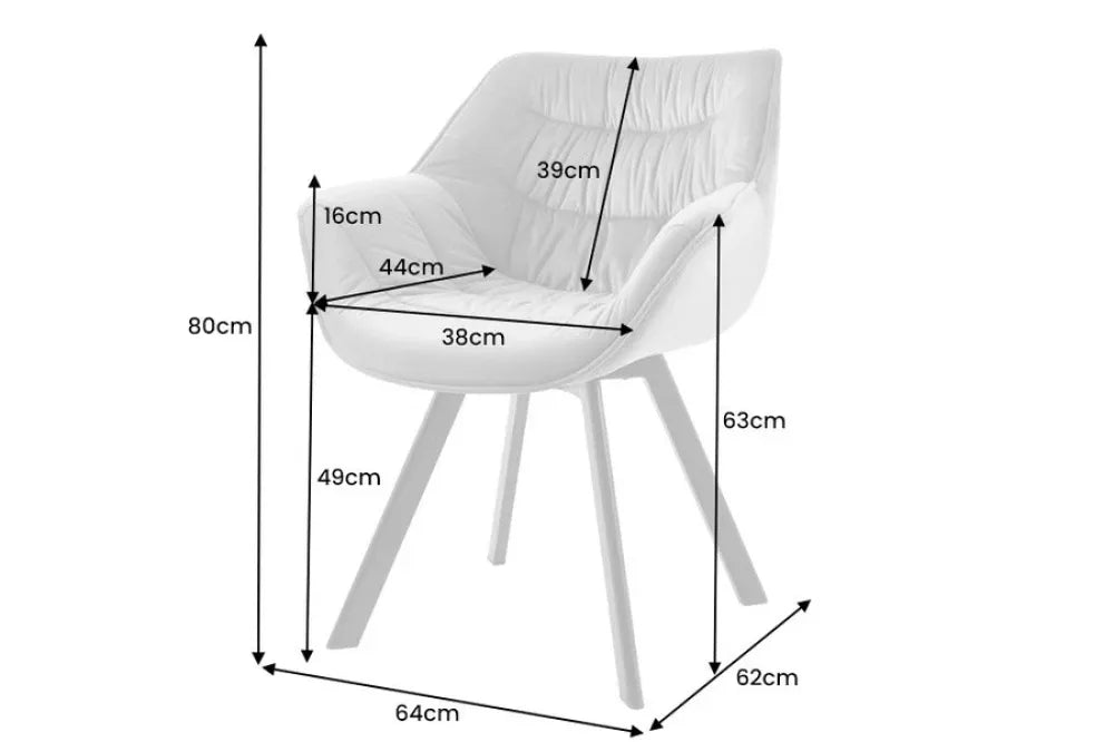 Set 2 scaune rotative tapitat cu Catifea Bej sampanie si picioare din Metal Negru H80xL64xA62cm THE DUTCH COMFORT