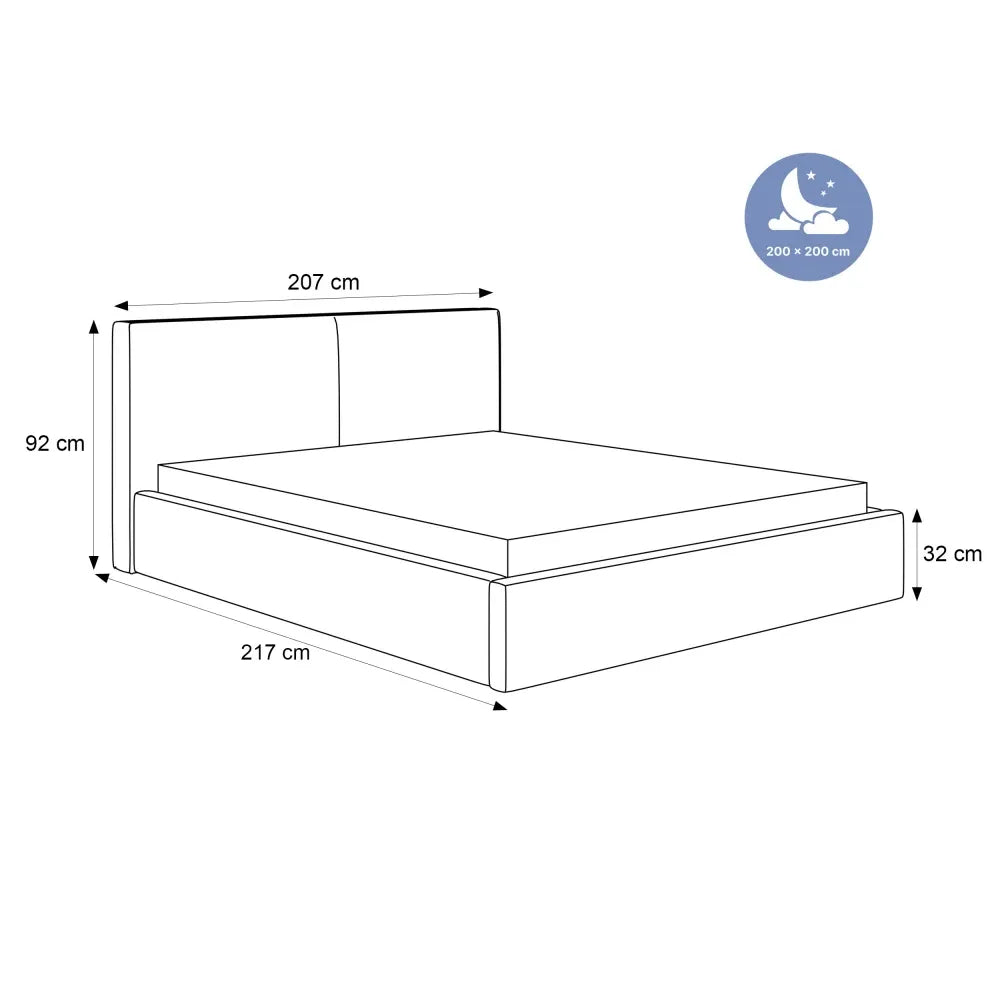 Pat 200 x 200 tapitat cu Catifea Matt velvet Bej Noma