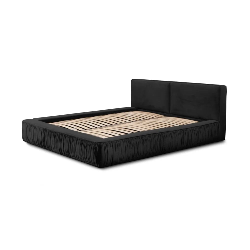 Pat 160x200cm tapitat cu Catifea Negru Naomi