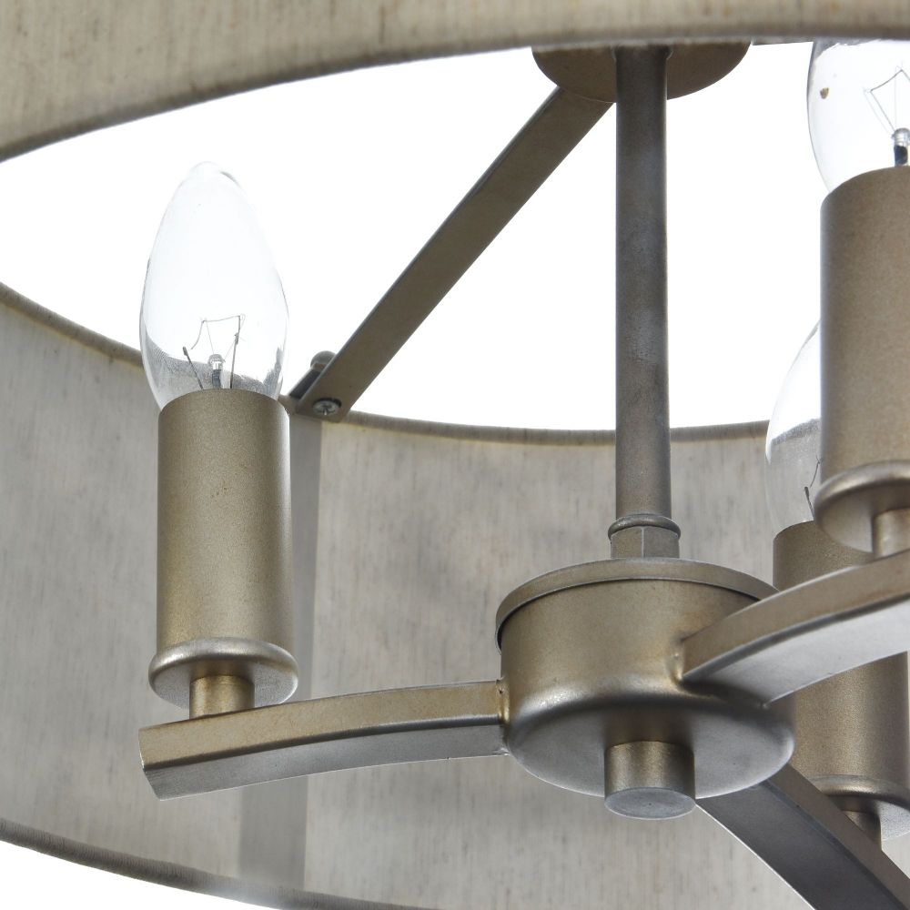 Lustra rotunda cu inaltime reglabila din Bumbac Bej cu 3 becuri D47xH142cm Venera