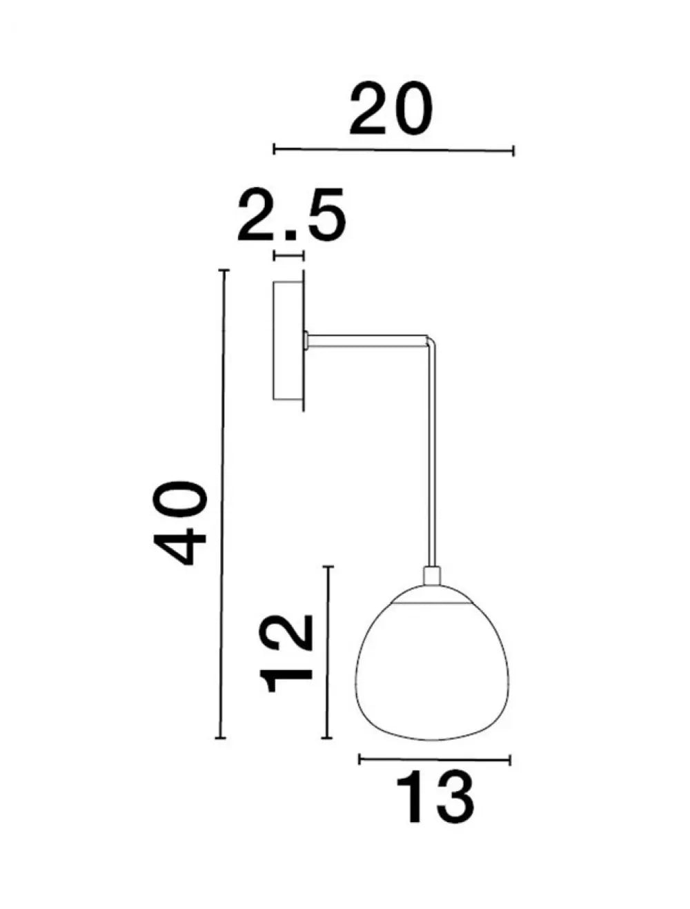 Aplica de perete structura din Metal Auriu si abajur din Sticla Alb H40xL13cm IP20 THE EGG