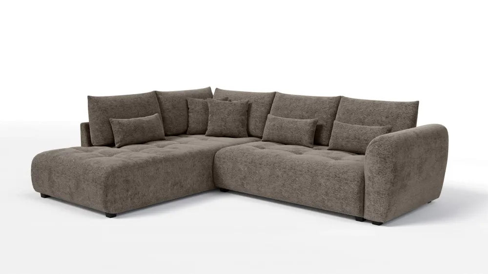 Coltar extensibil in forma de L tapitat cu Chenille Sajma 03 Maro L291x234cm Trezzo