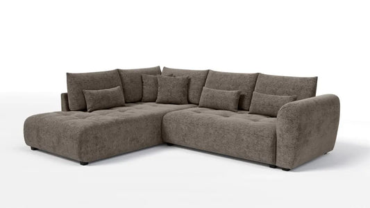 Coltar extensibil in forma de L tapitat cu Chenille Sajma 03 Maro L291x234cm Trezzo
