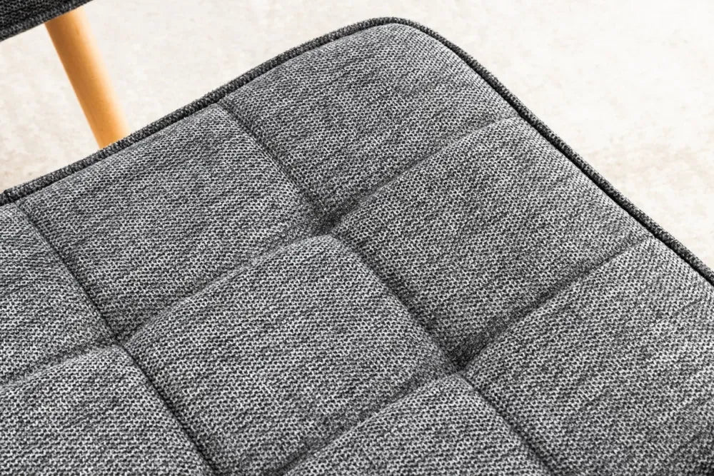 Puf din Lemn de fag Maro si Stofa Gri H39xL60cm Scandinavia