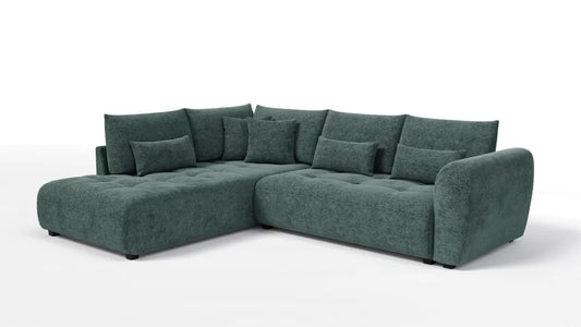 Coltar extensibil in forma de L tapitat cu Chenille Sajma 11 Verde L291x234cm Trezzo