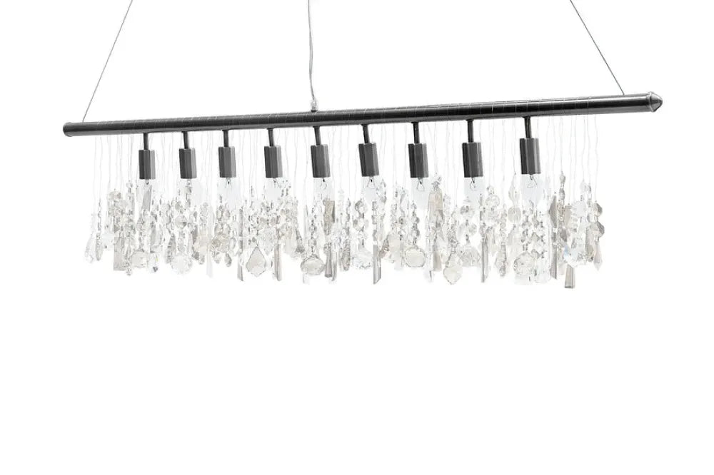 Candelabru din Metal Argintiu si Acrilic Transparent L120xH30cm Diamonds