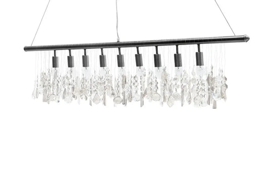 Candelabru din Metal Argintiu si Acrilic Transparent L120xH30cm Diamonds