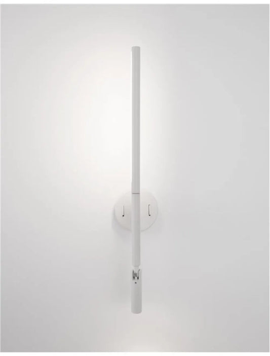 Aplica de perete structura din Aluminiu Alb si abajur din Acrilic Alb H55xL2cm IP20 9W 520lm 3000k HANDY