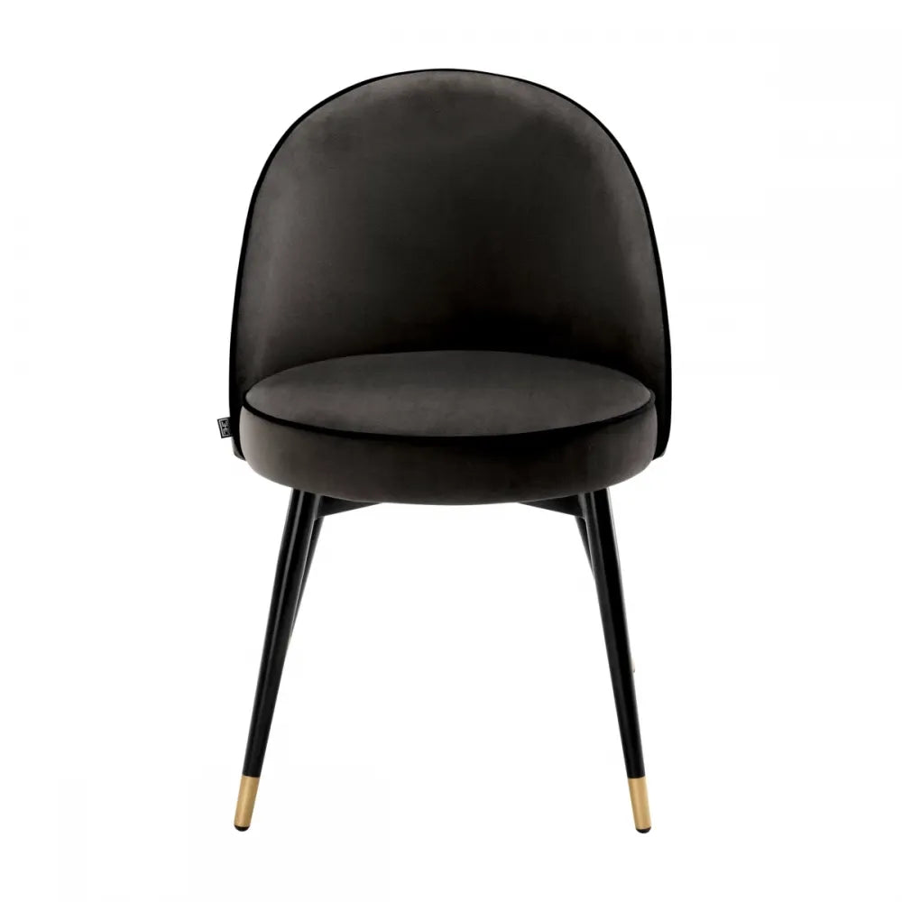 Set 2 scaune tapitat cu Catifea Gri deschis cu picioare din Metal Negru/Auriu H83xL55xA64cm Cooper Eichholtz