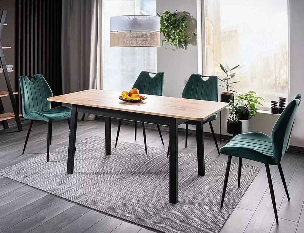 Scaun tapitat cu Catifea Verde cu picioare din Metal Negru H91xL51xA46cm Arco
