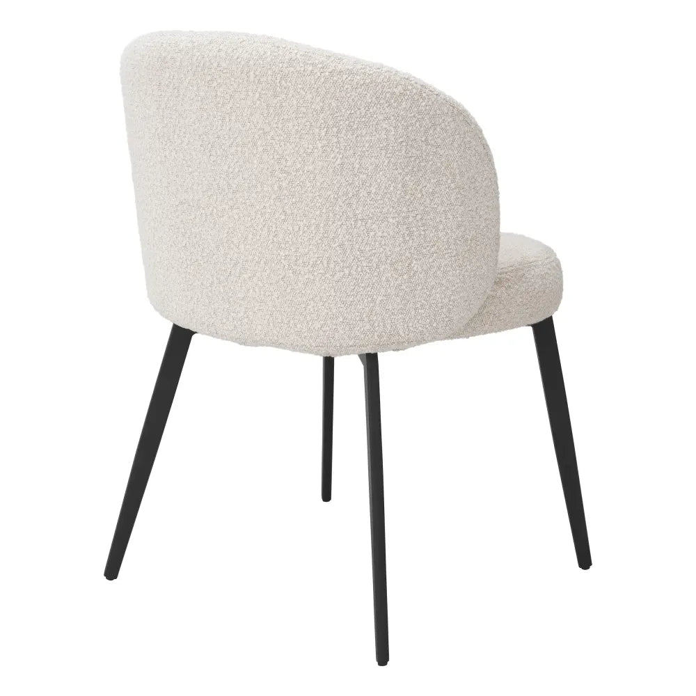 Set 2 scaune tapitat cu Stofa boucle Crem cu picioare din Metal Negru H79xL56xA58cm Lloyd Eichholtz