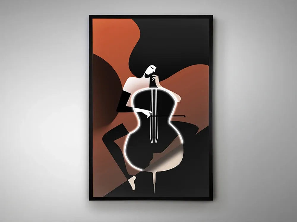 Tablou cu led din Panza/MDF Multicolor L80xH120cm Violonchelo