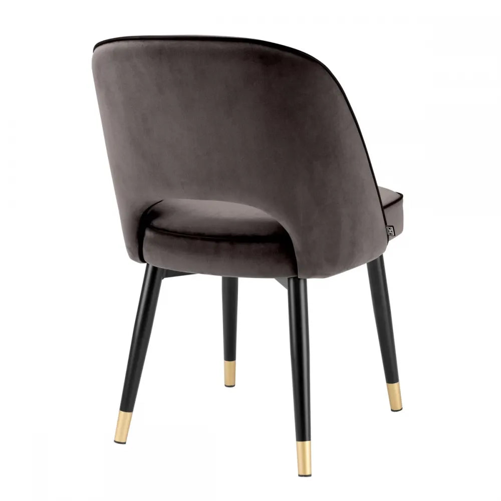 Set 2 scaune tapitat cu Catifea Albastru cu picioare din Metal Negru/Auriu H84xL53xA56cm Cliff Eichholtz