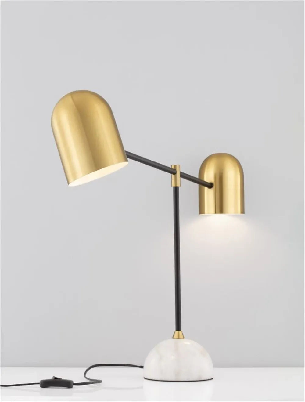 Veioza structura din Marmura Alb si abajur din Metal Negru/Auriu H55xL65cm IP20 NELA