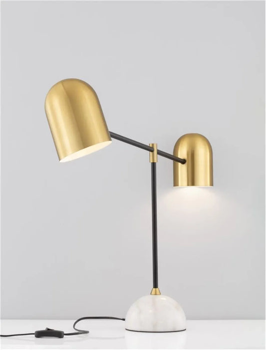 Veioza structura din Marmura Alb si abajur din Metal Negru/Auriu H55xL65cm IP20 NELA
